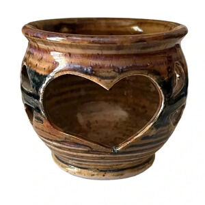 Greg Olsen Studio Pottery Votive Candle Holder Cut Out Heart Signed